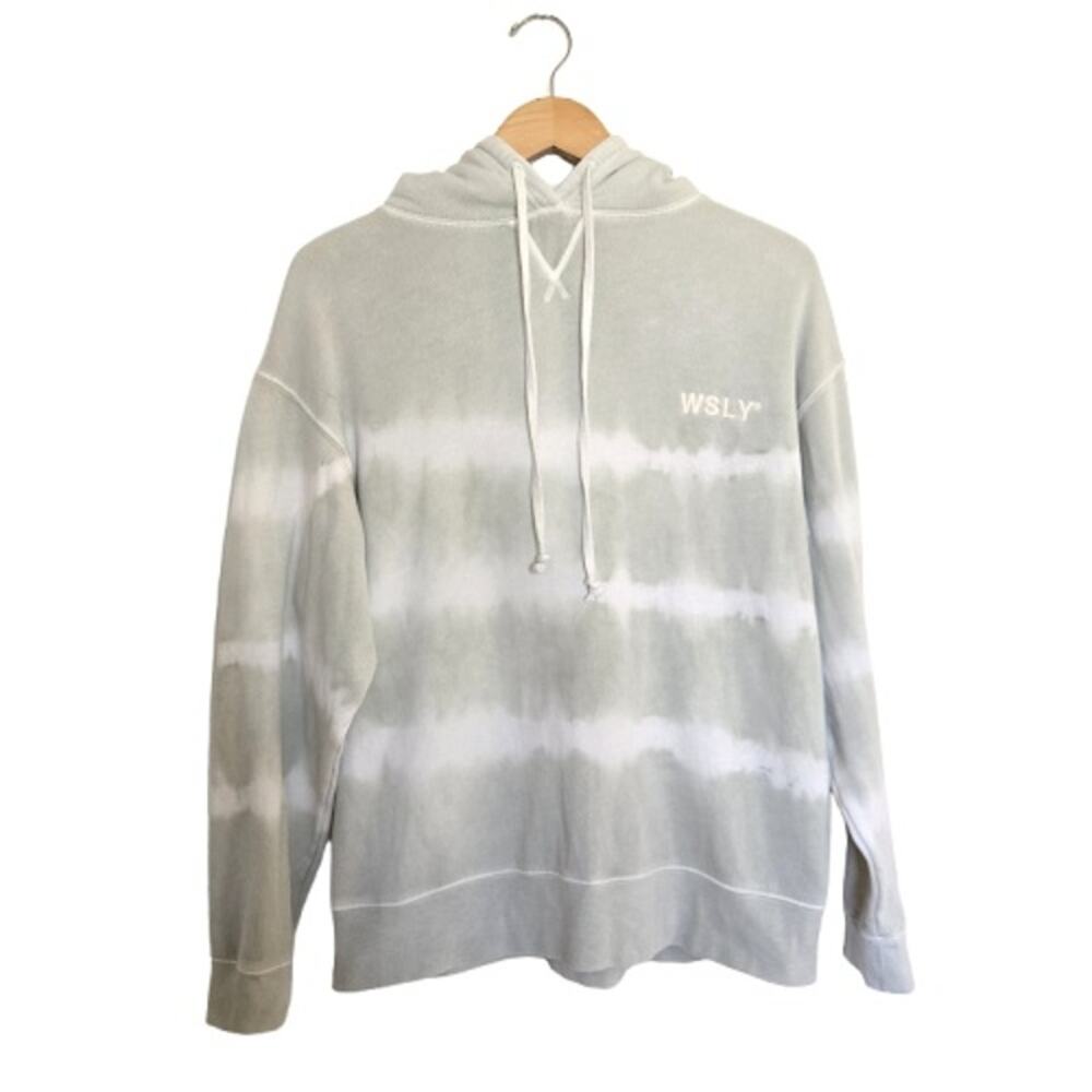 WSLY Tie-Dye Pullover Hoodie Sage Green White Size XS